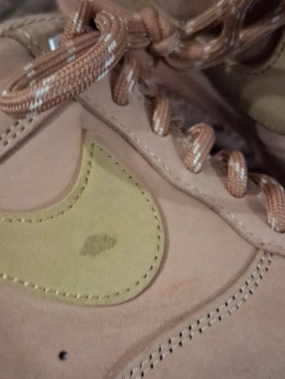 Nike Men's Nubuck Low-Top Sneakers in Tan with Olive Swoosh